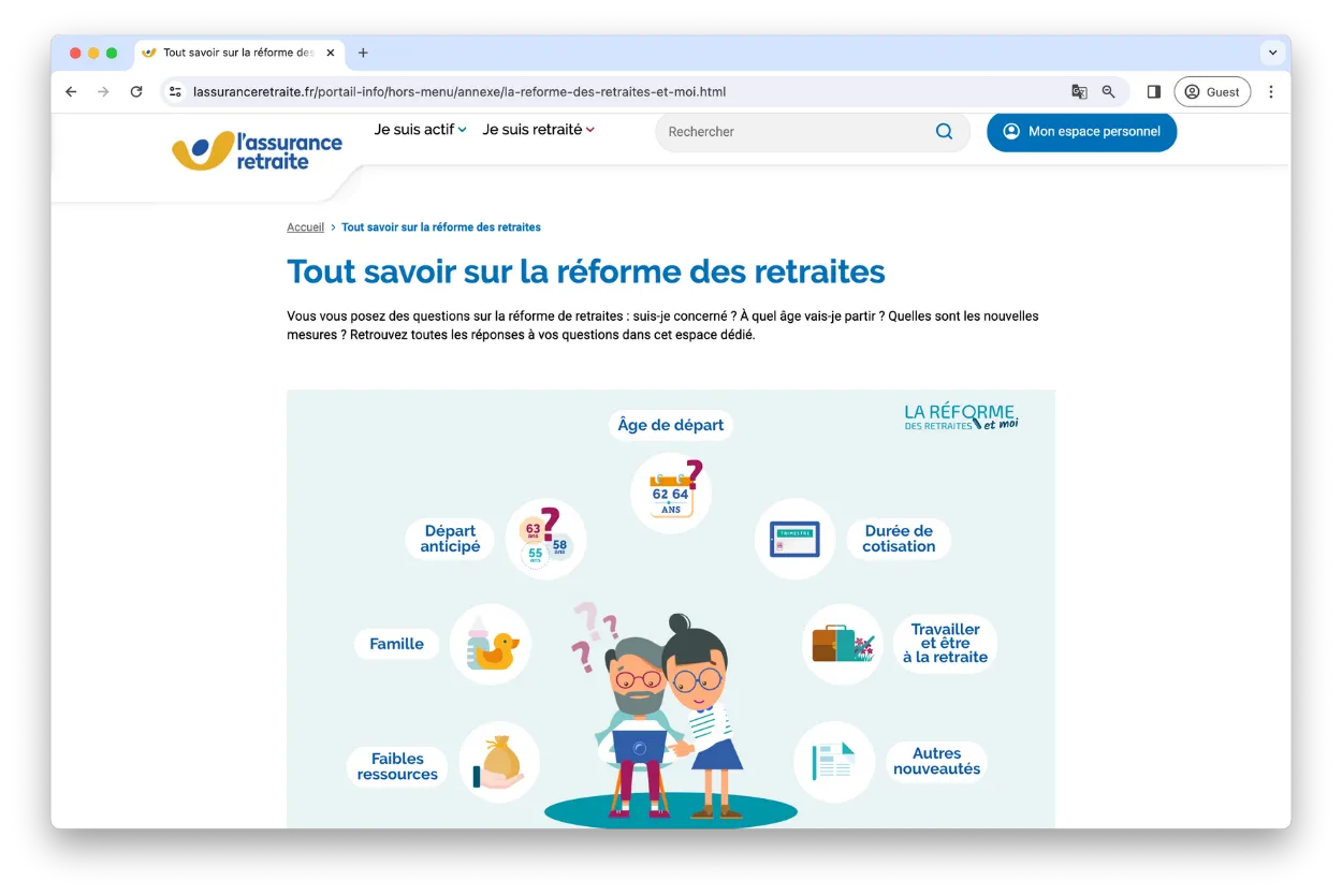 FAQ interactive réalisée pour l’Assurance retraite