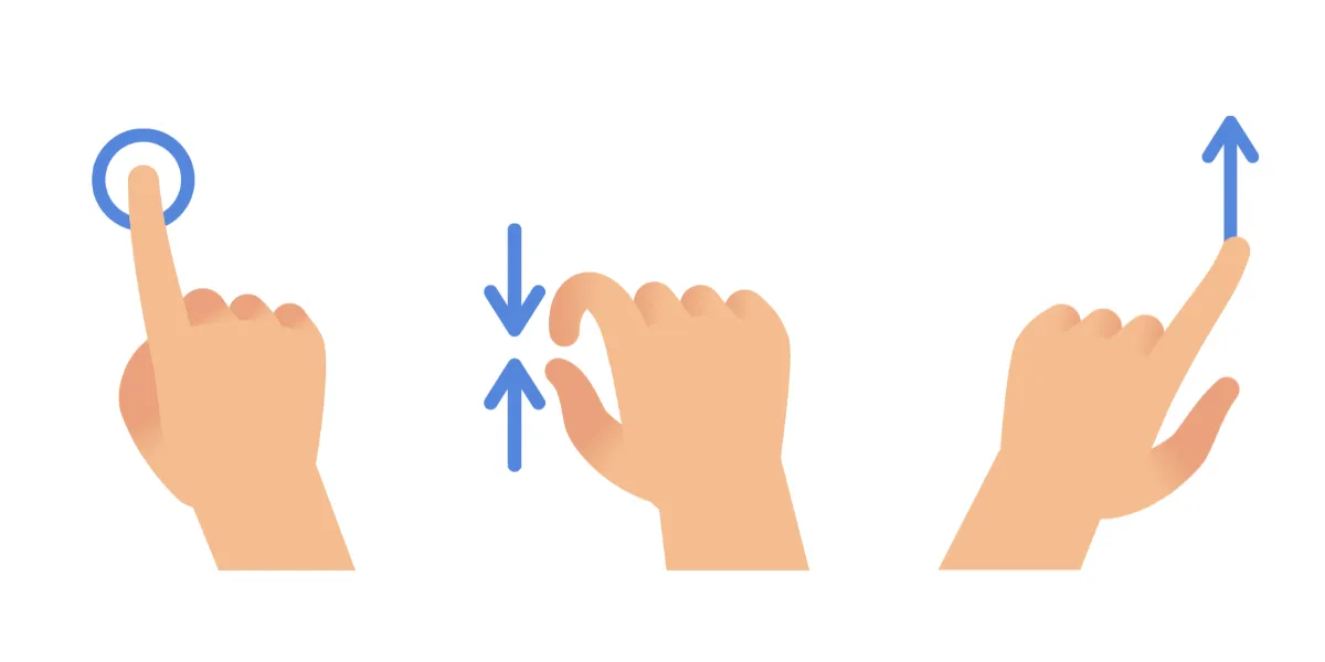 Tap, Pinch, Scroll triggering events