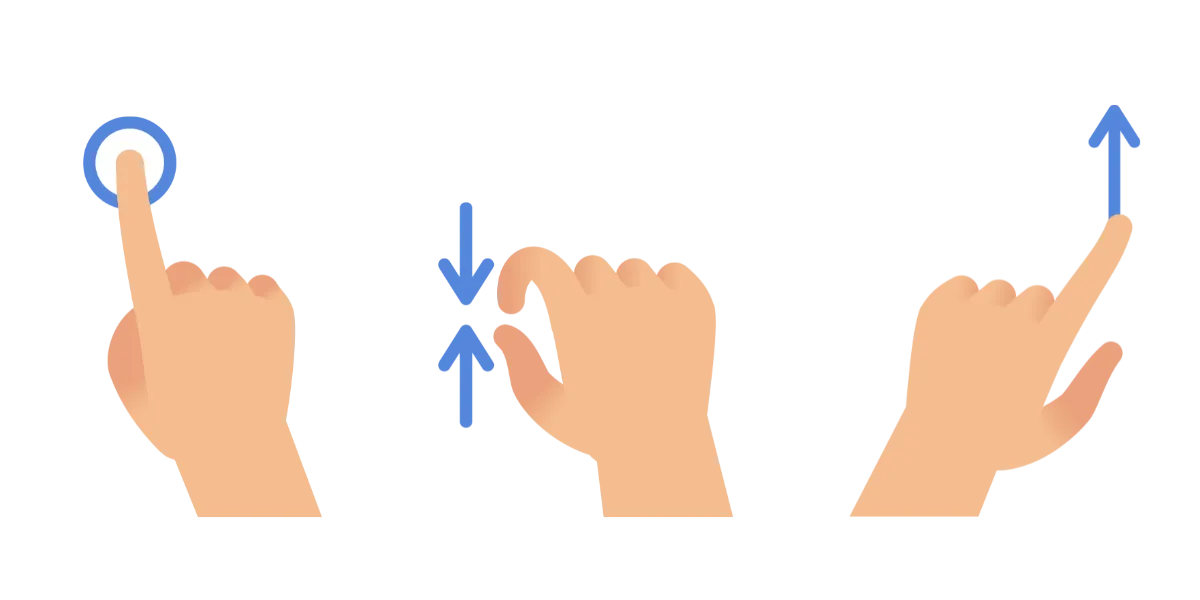 Tap, Pinch, Scroll triggering events 