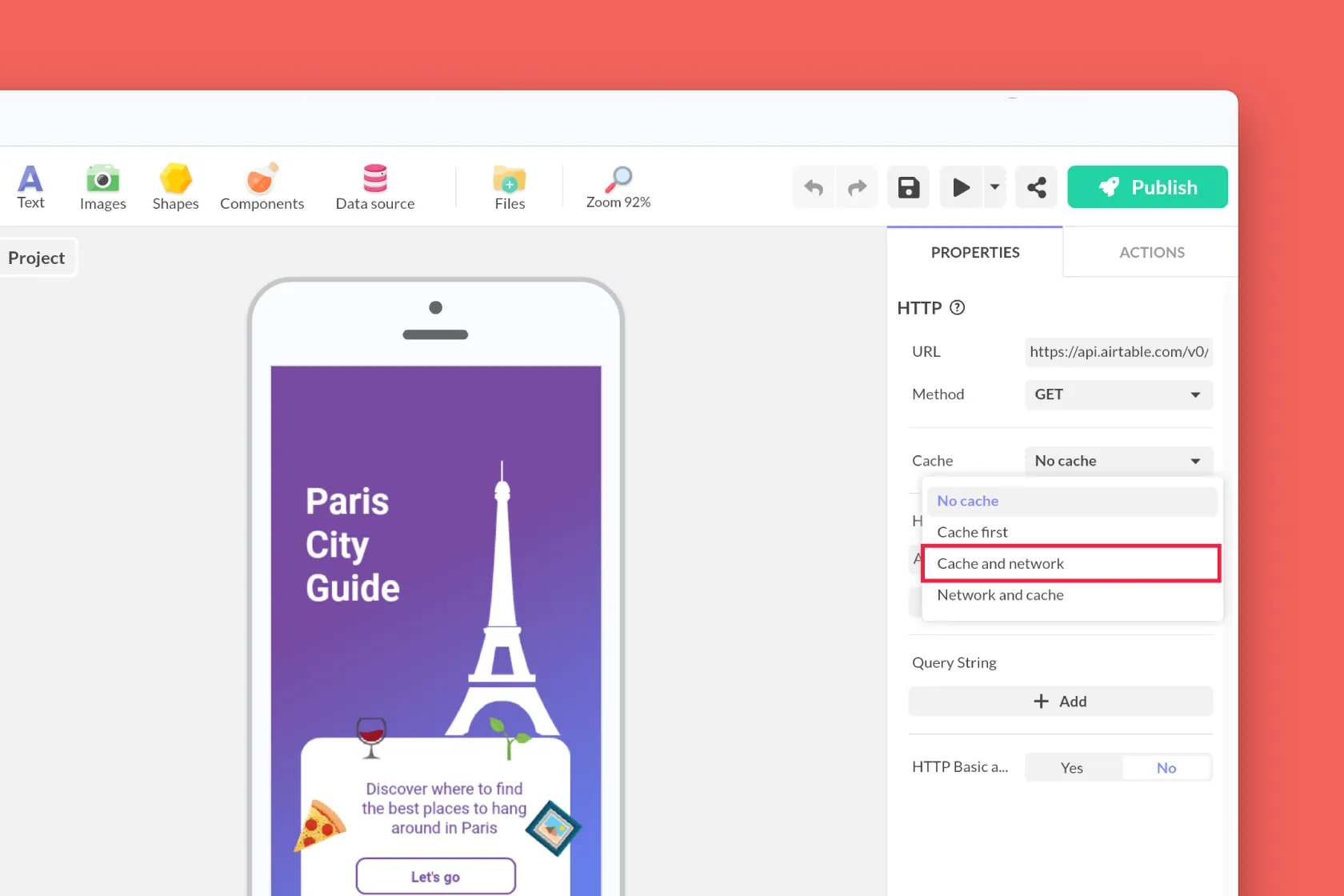 The new Cache and Network option of the HTTP component