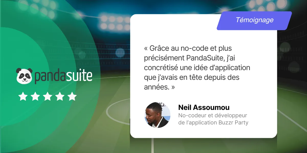 Neil Assoumou crée une application sociale de football avec PandaSuite