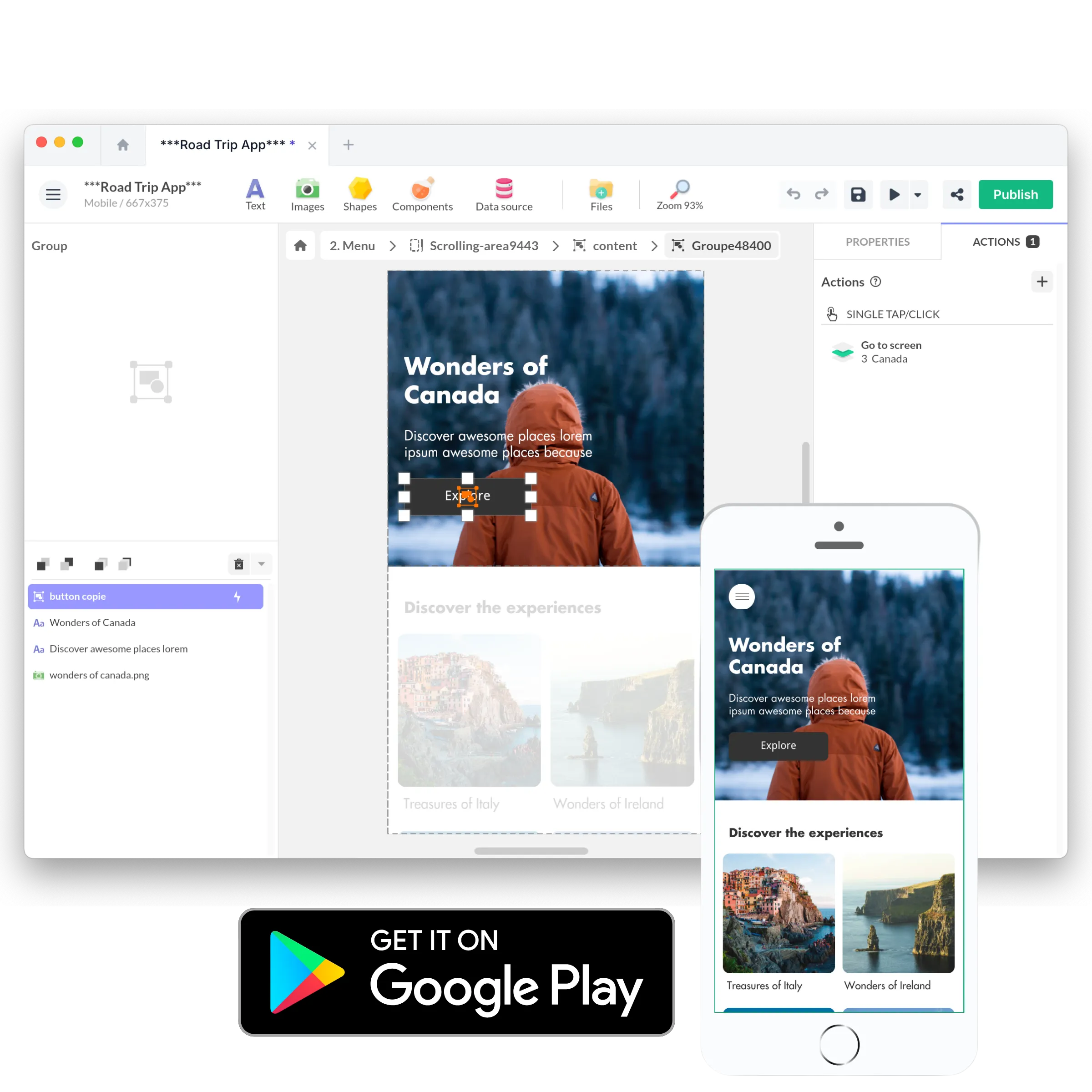 Créez des applications mobiles sans code