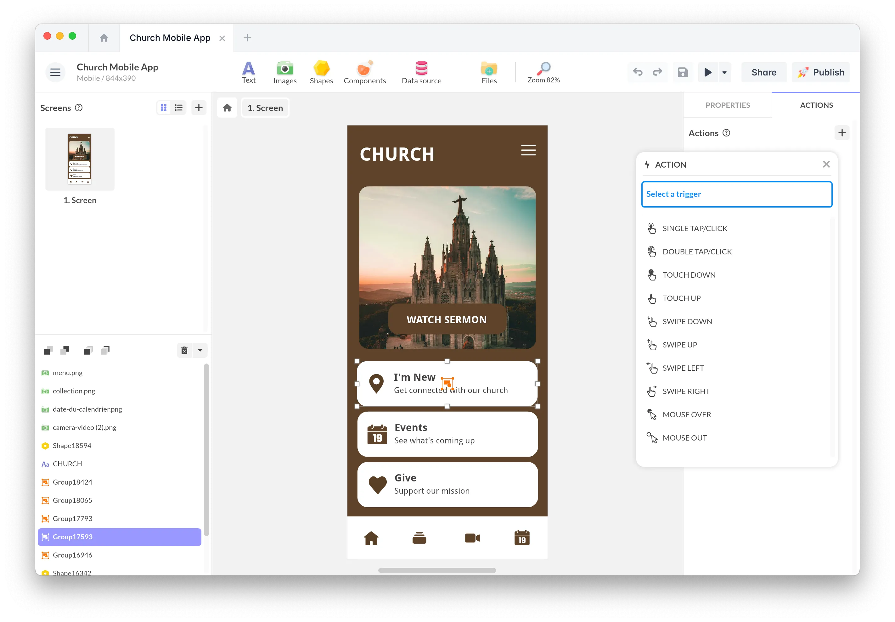 A church app being built in the PandaSuite studio