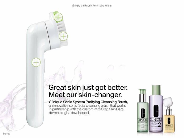 Screenshot of Clinique interactive presentation