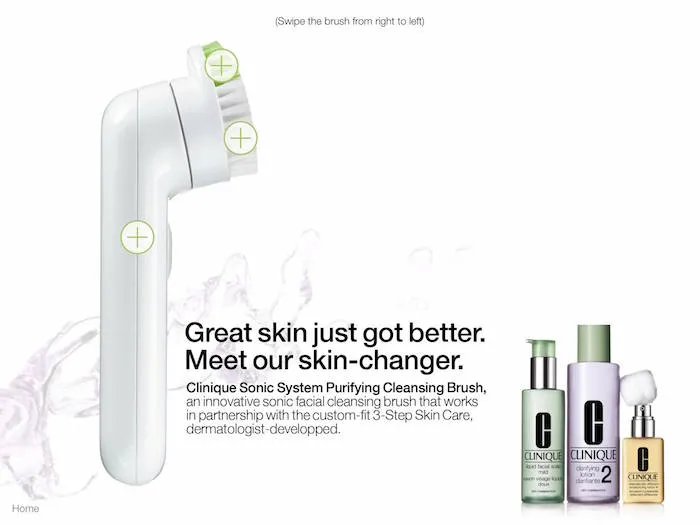 Screenshot of Clinique interactive presentation