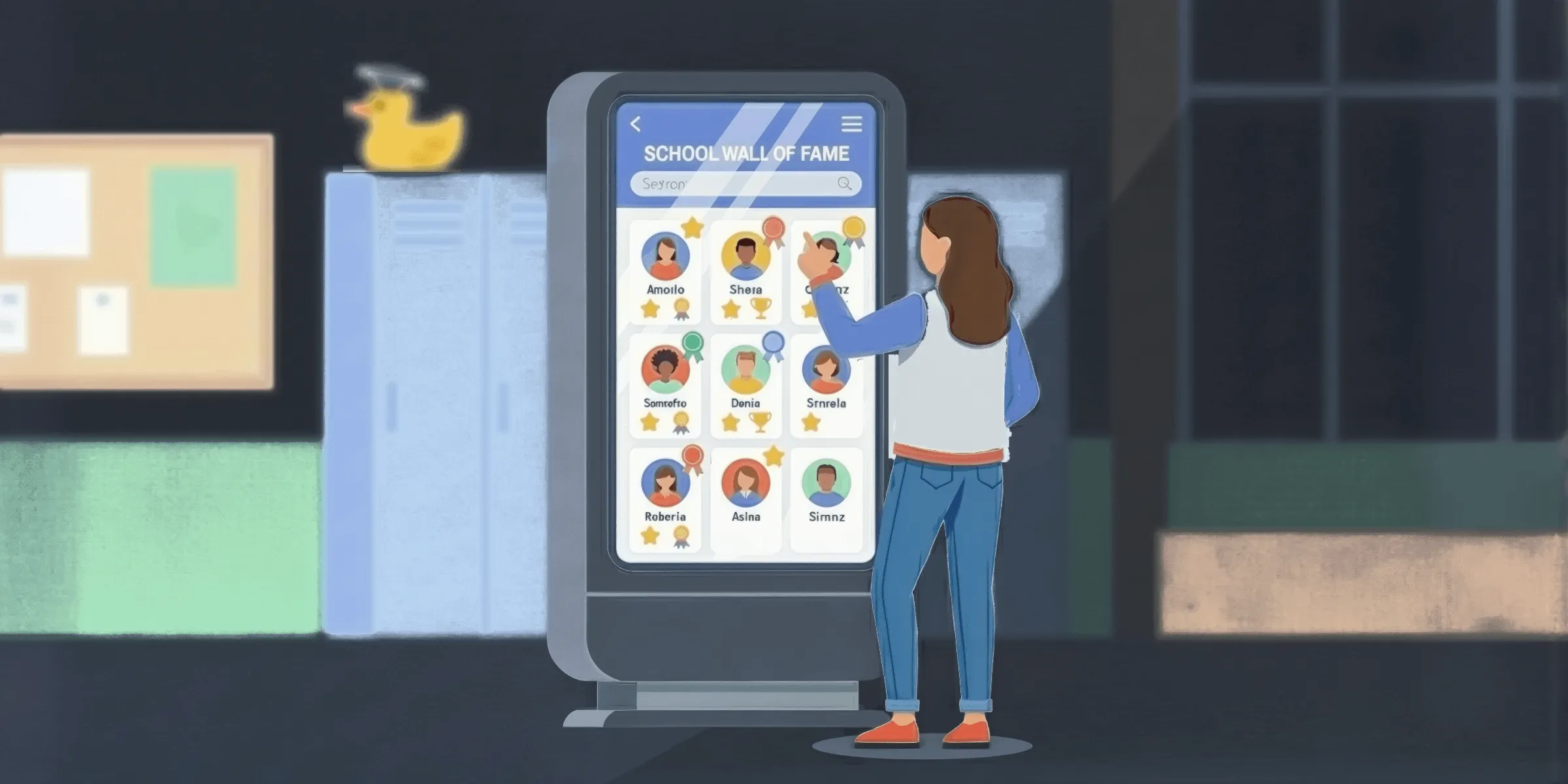 Build an interactive digital hall of fame without coding with PandaSuite. Showcase talents and achievements on touchscreens, tablets, or the web.