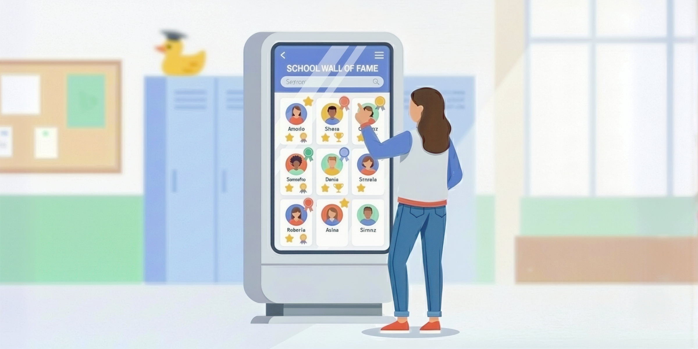 Créez un digital hall of fame interactif sans coder avec PandaSuite. Valorisez talents et réussites sur écran tactile, tablette ou web.