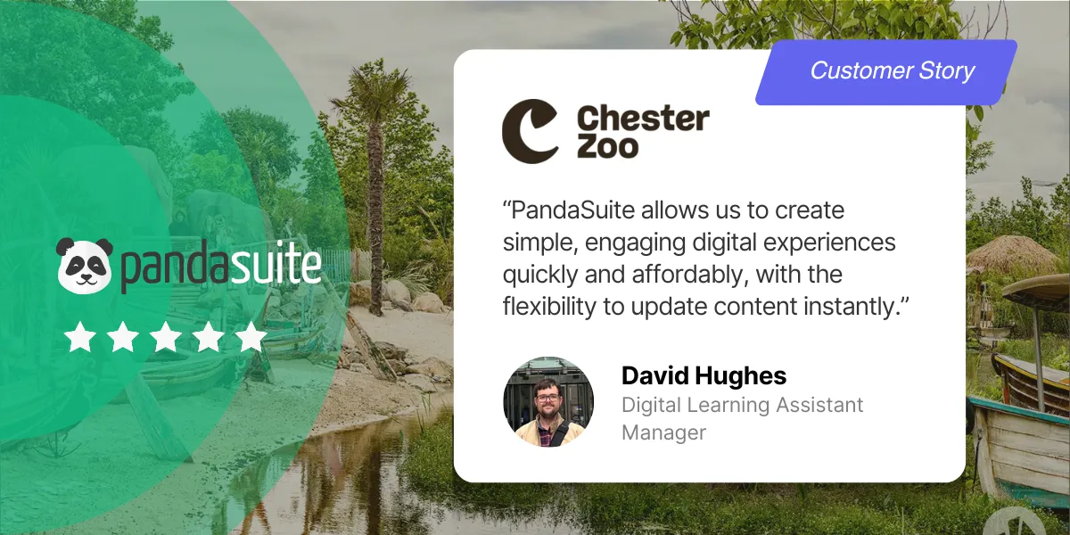 Chester Zoo uses PandaSuite to internally create simple, flexible, and quickly updatable interactive experiences to engage their visitors.