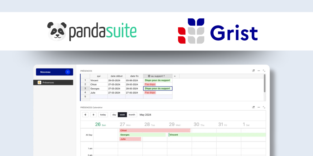 Turn your GRIST data into interactive apps with PandaSuite. Secure, sovereign, no-code solution for local authorities and public institutions.