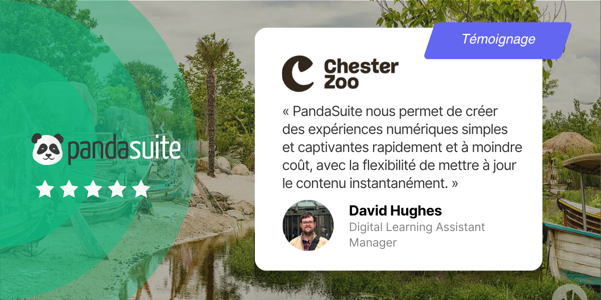 Chester Zoo utilise PandaSuite pour créer en interne des expériences interactives simples, modulables et rapides à mettre à jour afin d’engager leurs visiteurs.