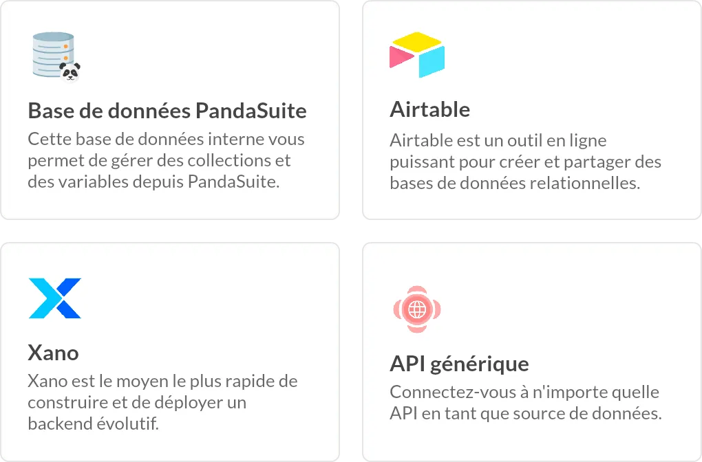 Data sources in PandaSuite