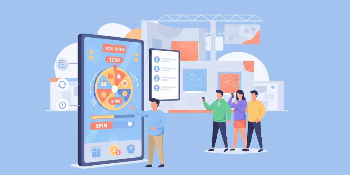 Illustration jeux interactifs sur stand