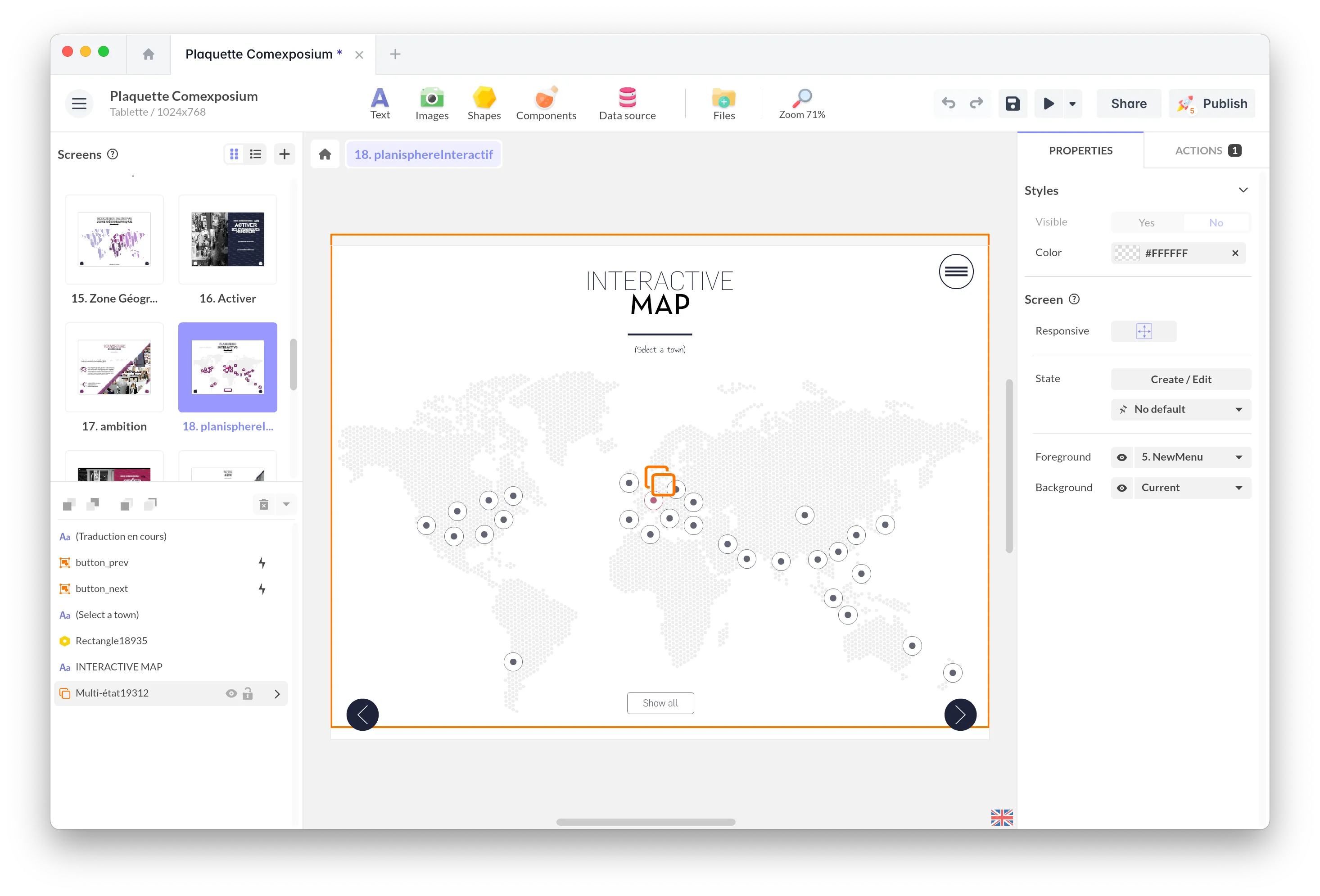 Screenshot of PandaSuite Studio interactive presentation software
