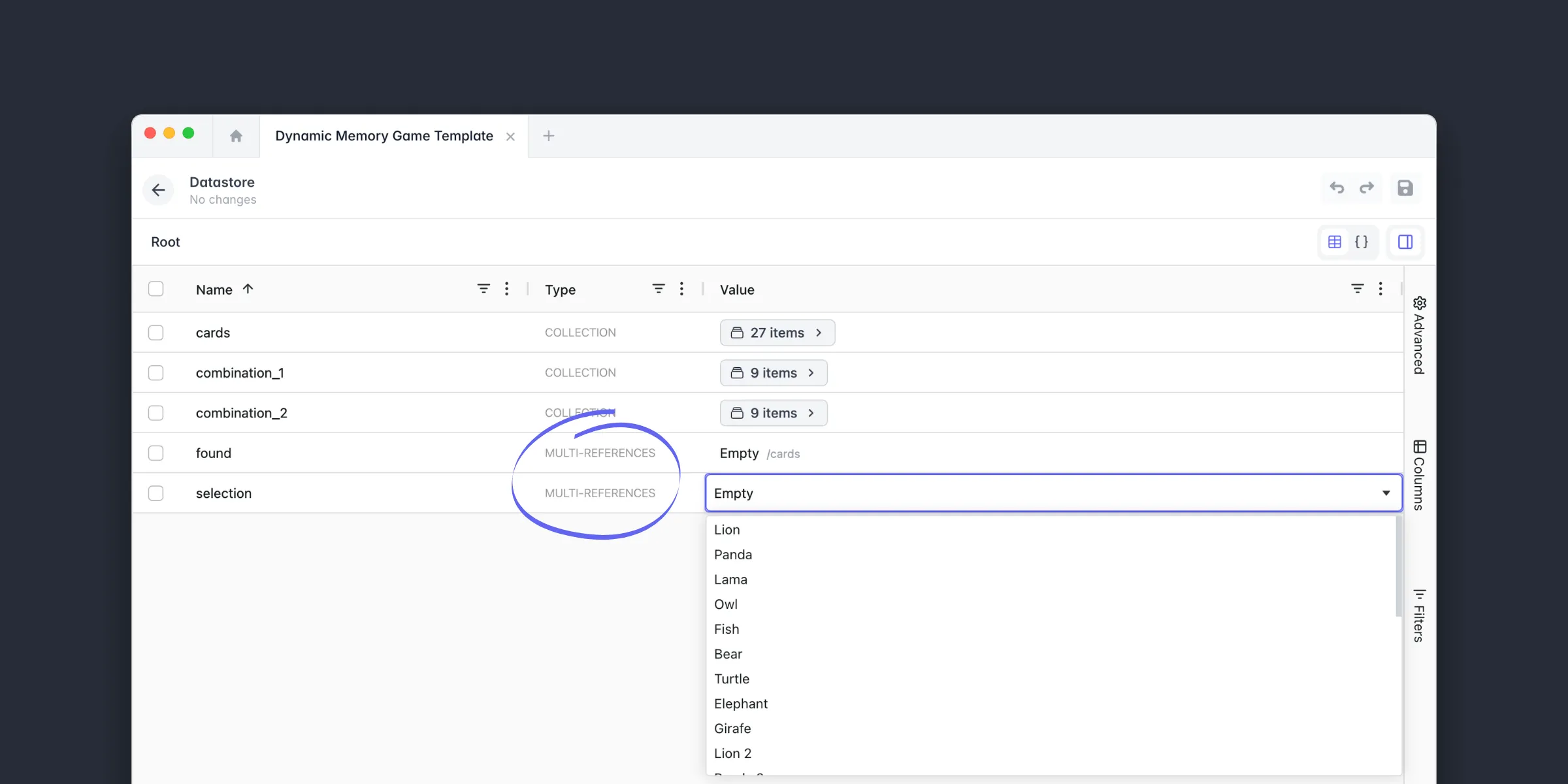 References and multi-references in the Datastore