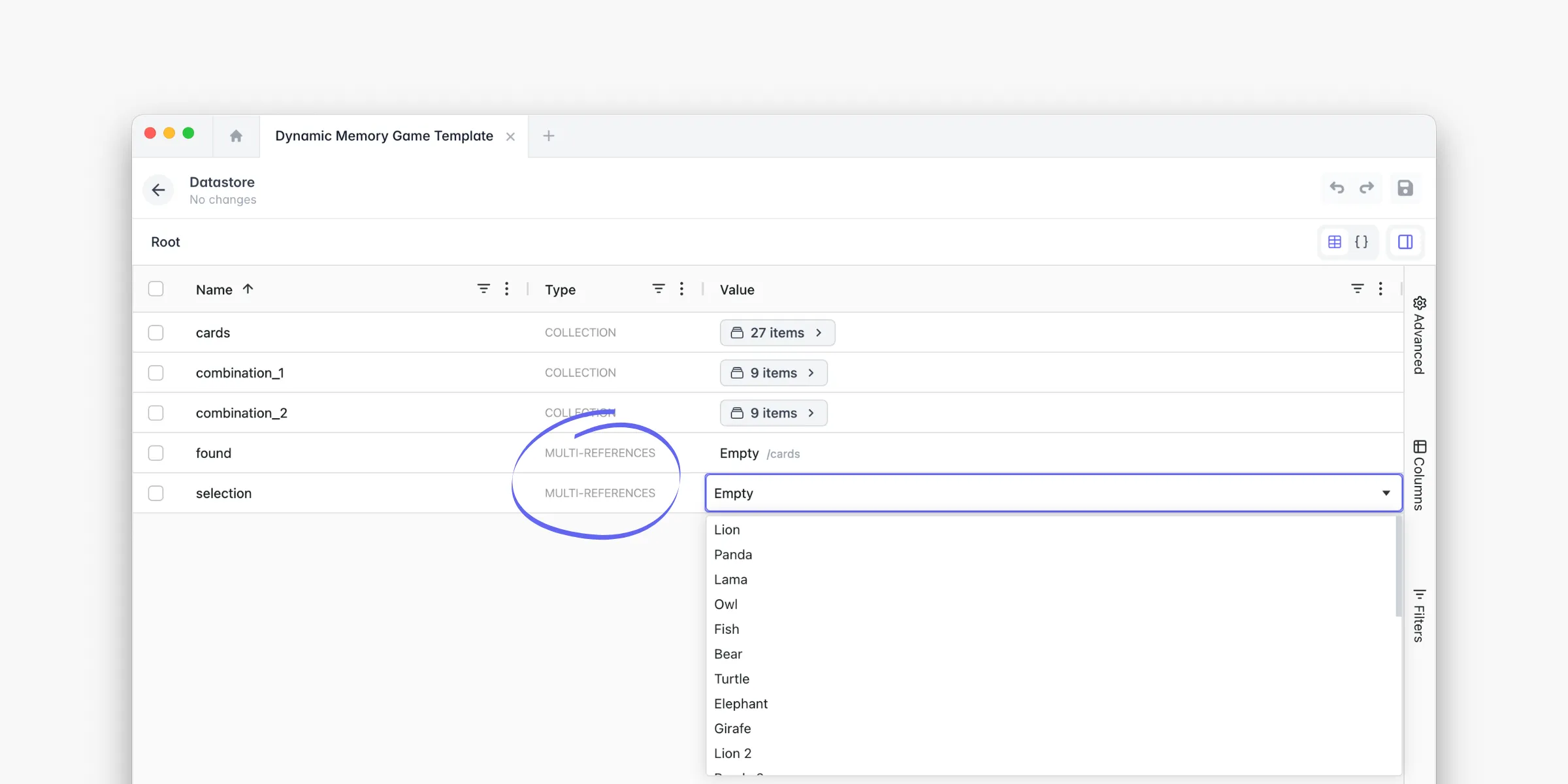 References and multi-references in the Datastore
